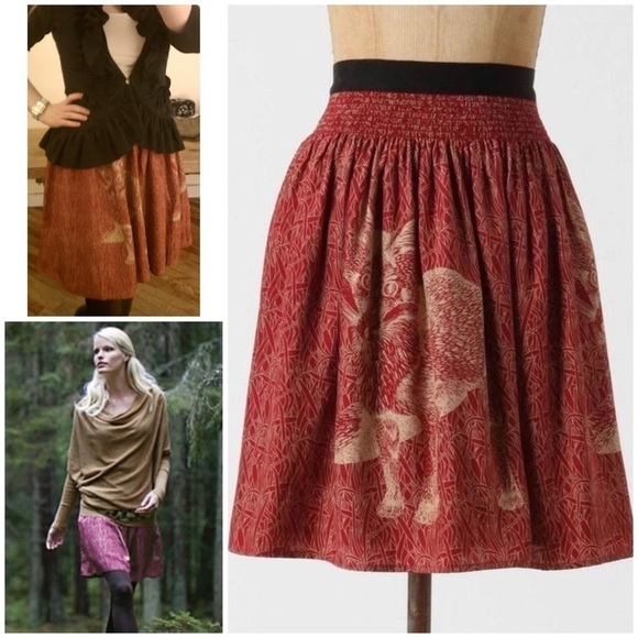 Anthropologie Dresses & Skirts - EUC Anthropologie Corey Lynn Calter Wooded Hideaway Fox Animal 100% Silk Skirt